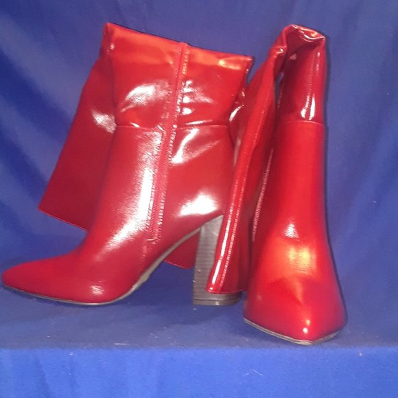 Gloss Lady Faux Leather Knee-High Boots / BURGUNDY - Picture 5 of 6